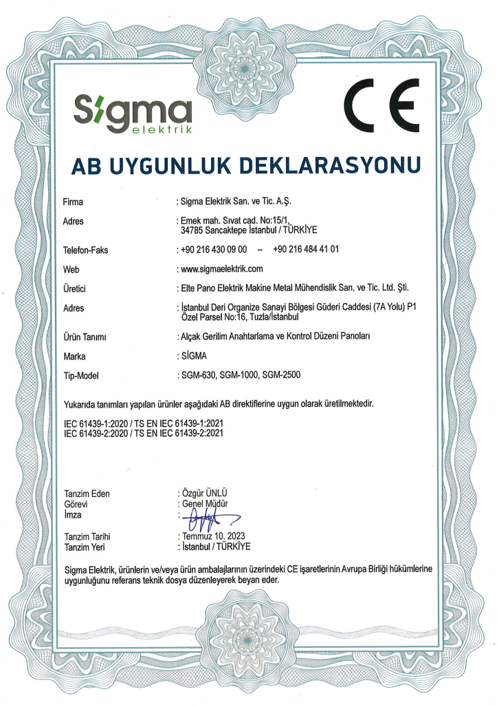 Anahtarlama ve Kontrol Düzeni Panoları