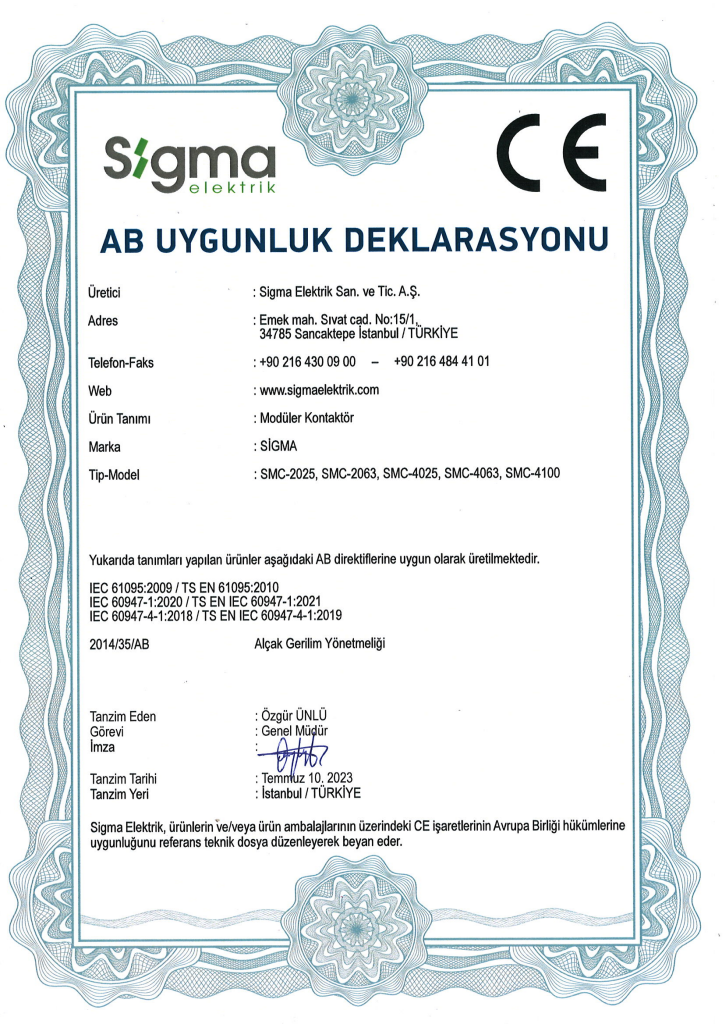 Modüler Kontaktör