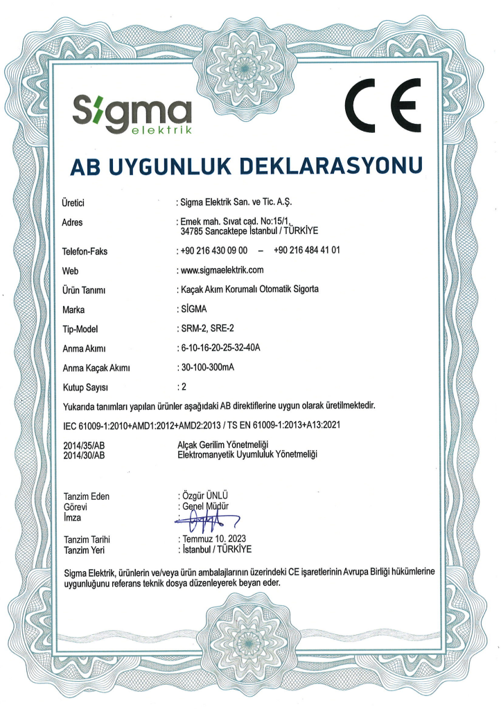 Kaçak Akım Korumalı Otomatik Sigorta