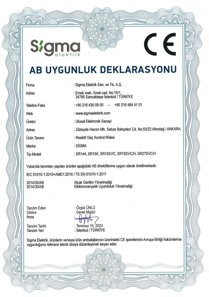 Reaktif Güç Kontrol Rölesi